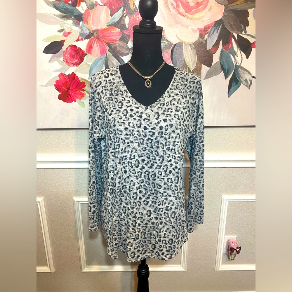 Chico's Animal Print V-Neck Top